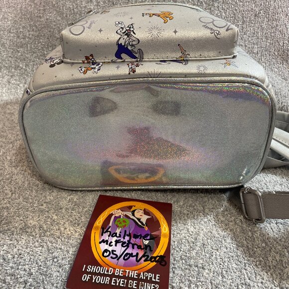 Loungefly Disney Parks 100 Backpack Silver Platinum Mickey Minnie & Friends NWOT